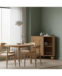 Yigii Mid-Century Modern Corner Cabinet Storage Adjustable Shelf Curved Edge Safe Multi-Space Use