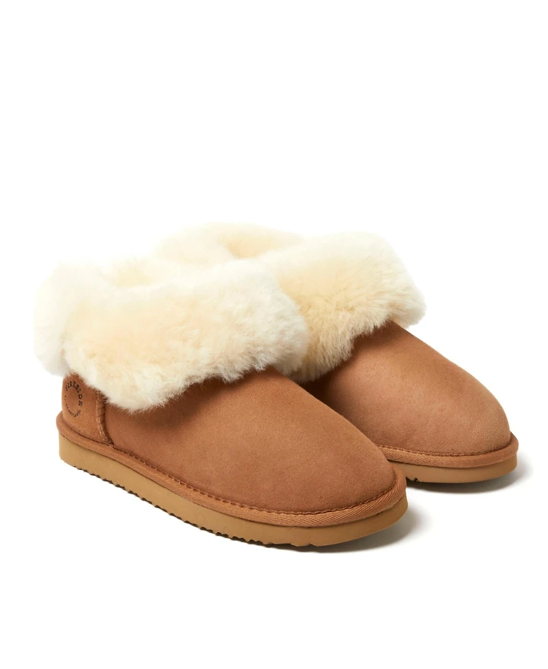 Fireside By Dearfoams Women's Perth Genuine Shearling Foldover Boot