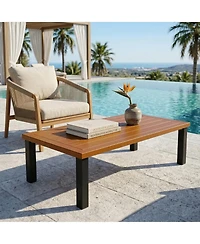 Tribesigns Rectangular Outdoor Coffee Table, Aluminum Patio Coffee Table with Rust-Resistant Frame, Modern Outdoor Table for Patio, Garden, Backyard
