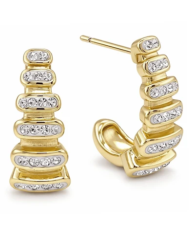 And Now This Clear Crystal Graduated J Hoop Post Earring