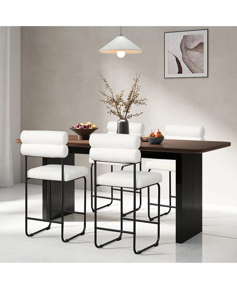 Gymax Set of Counter Height Bar Stools 26'' w/ Metal Frame and Footrest