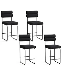Gymax Set of 4 Counter Height Bar Stools 26'' w/ Metal Frame and Footrest