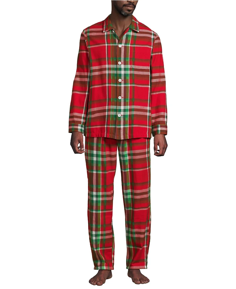 Lands' End Men's Flannel 3 Piece Pajama Set