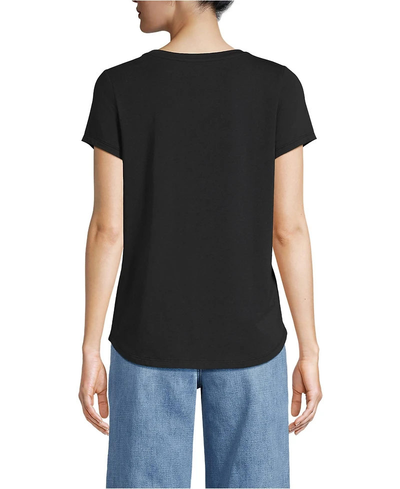 Lands' End Women's Short Sleeve Lightweight Jersey Scoop Neck T-shirt