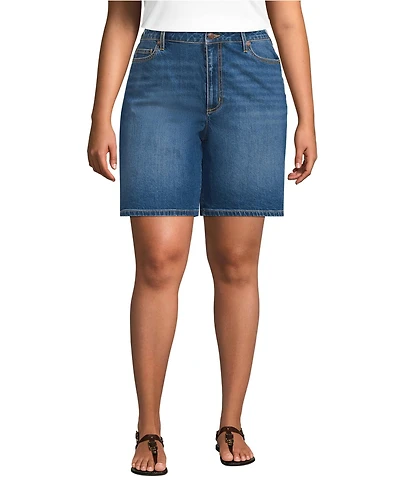 Lands' End Women's Soft Denim Mid Rise 7" Jean Shorts