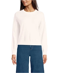 Lands' End Women's Cotton Wedge Crew Neck Sweater