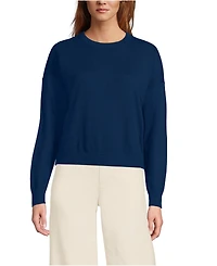 Lands' End Women's Cotton Wedge Crew Neck Sweater