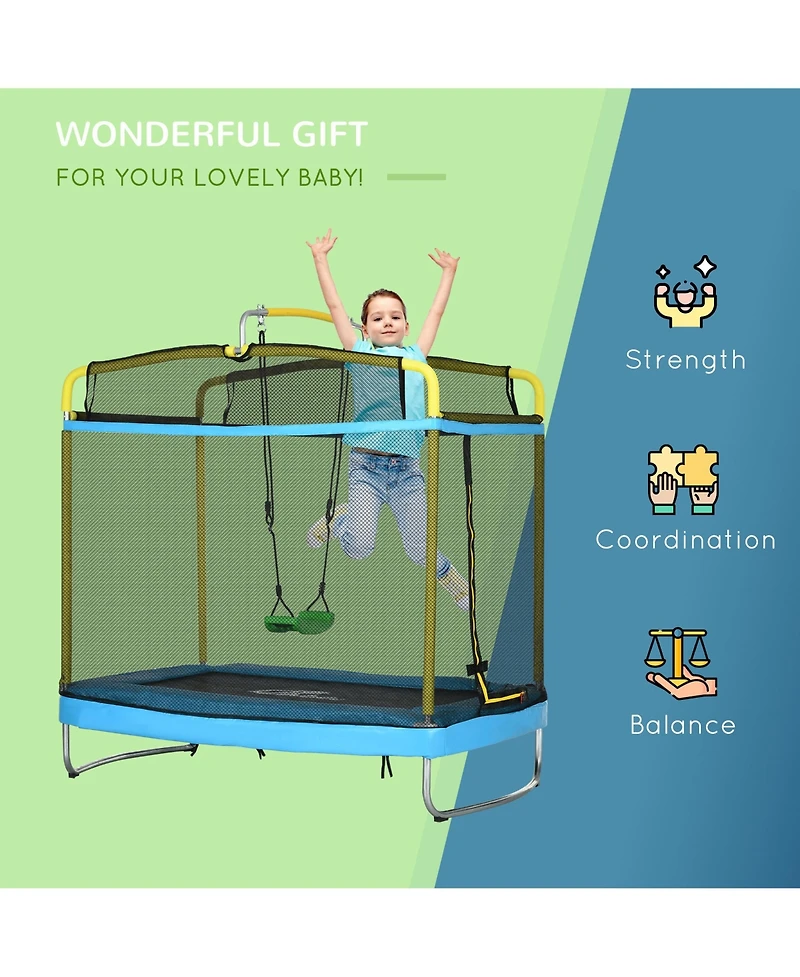 Qaba 3-In-1 Trampoline for Kids, 6.9' Kids Trampoline with Net, Light