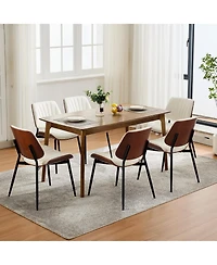 gaomon Mid-Century Modern Retro Pu Leather Dining Chairs Set with Bentwood Back and Sturdy Metal Legs