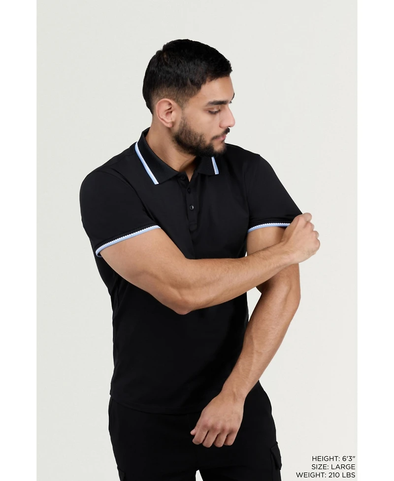 X-Ray Men's Short Sleeve Texture Rib Polo Shirt