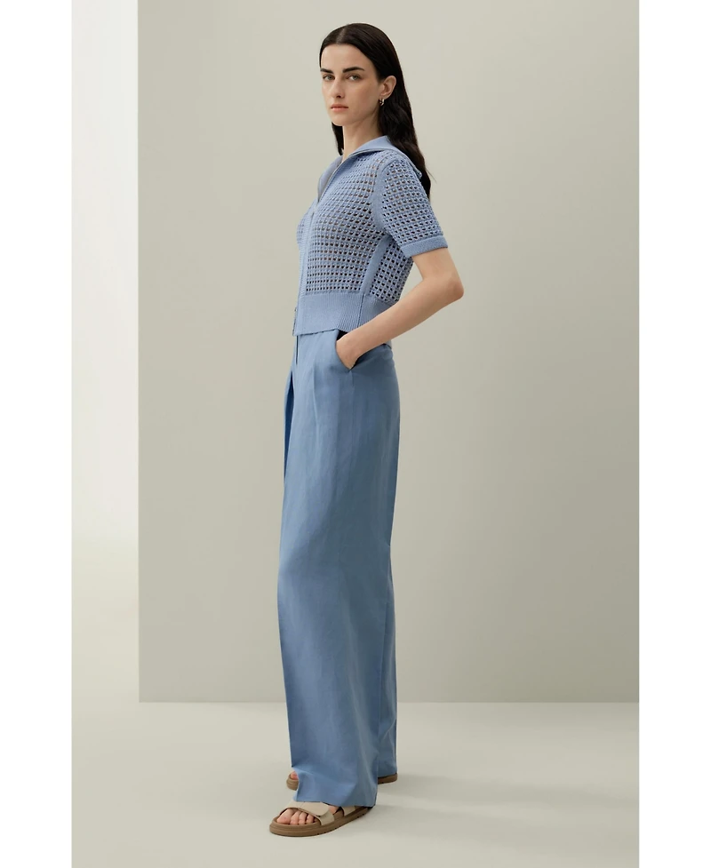 Lilysilk Women's Toscana Pointelle Knit Double-Zip Cardigan