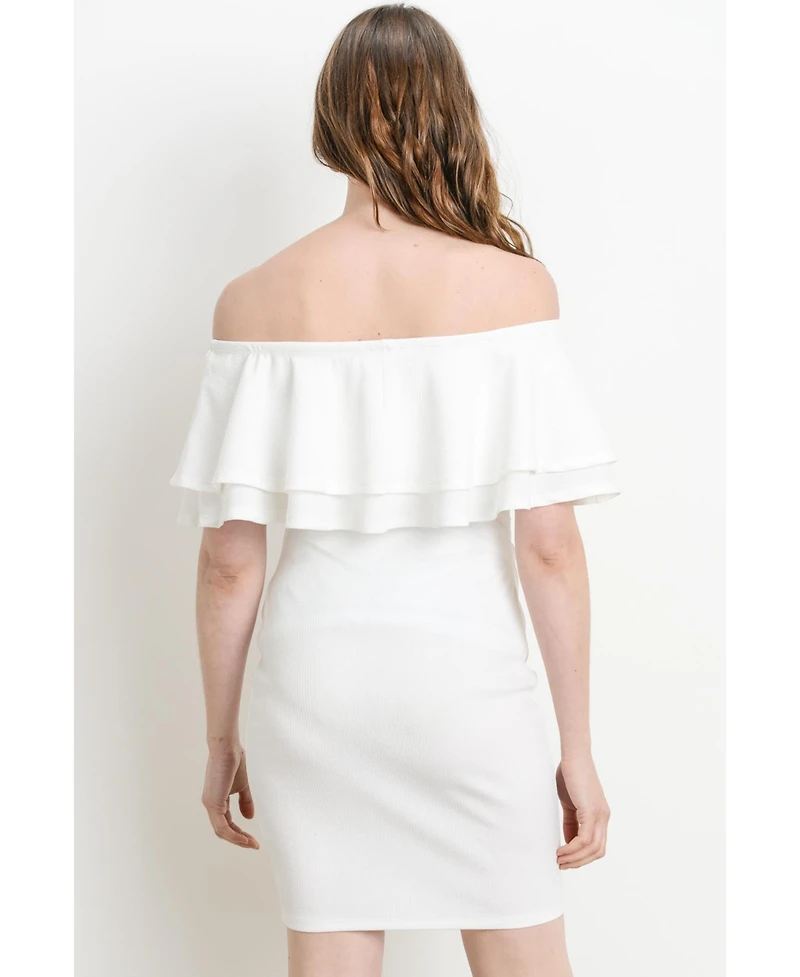 Hello Miz Maternity Off-the-Shoulder Bodycon Ruched Mini Dress