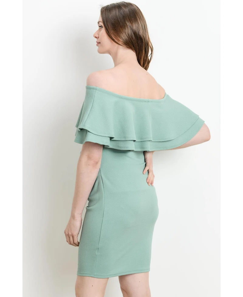 Hello Miz Maternity Off-the-Shoulder Bodycon Ruched Mini Dress