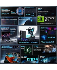 Thunderobot Zero 16 Traditional Laptop Intel Core Ultra 9 ,64GB Ram Nvidia GeForce Rtx 5080 1TB Ssd Storage Windows 11 Home 360Hz