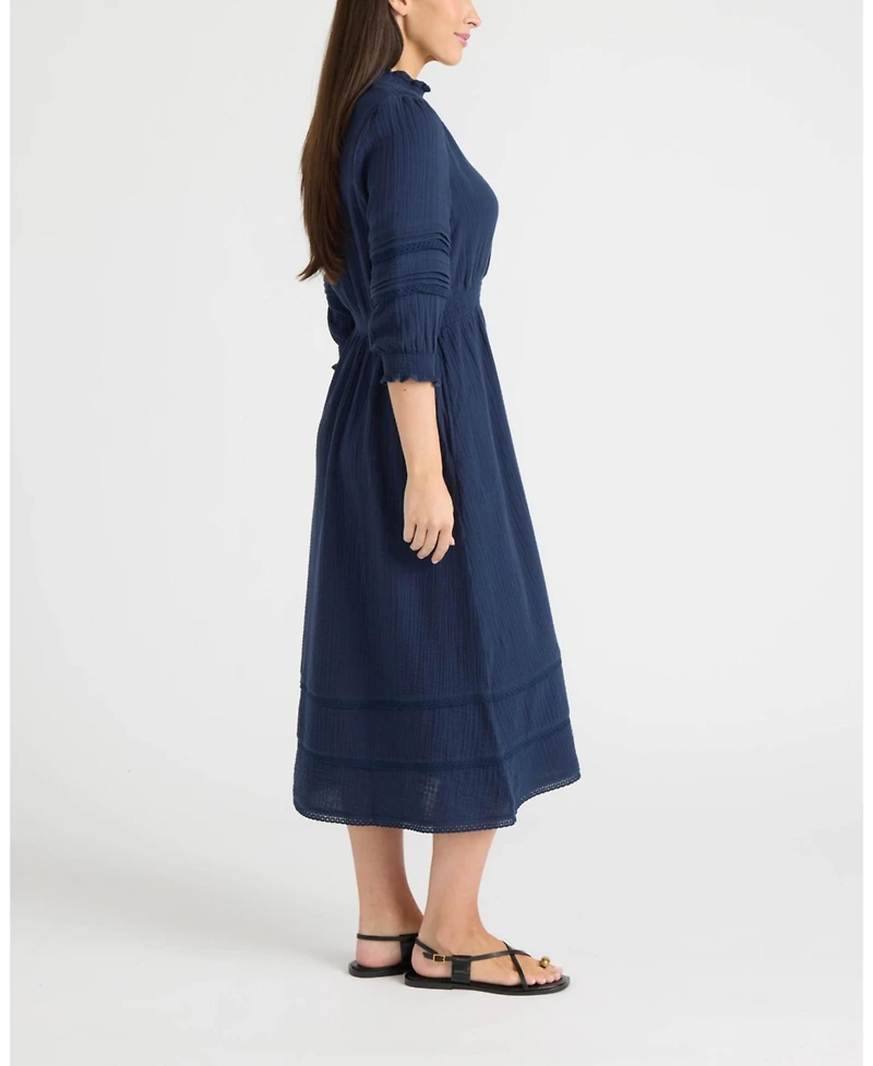 Ellen Tracy Women's Button Front Double Gauze Dress