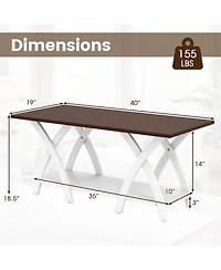 Slickblue Walnut Farmhouse Coffee Table 2 Tier Storage Shelf