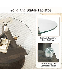 Slickblue Round Glass Coffee Table Modern Center Table