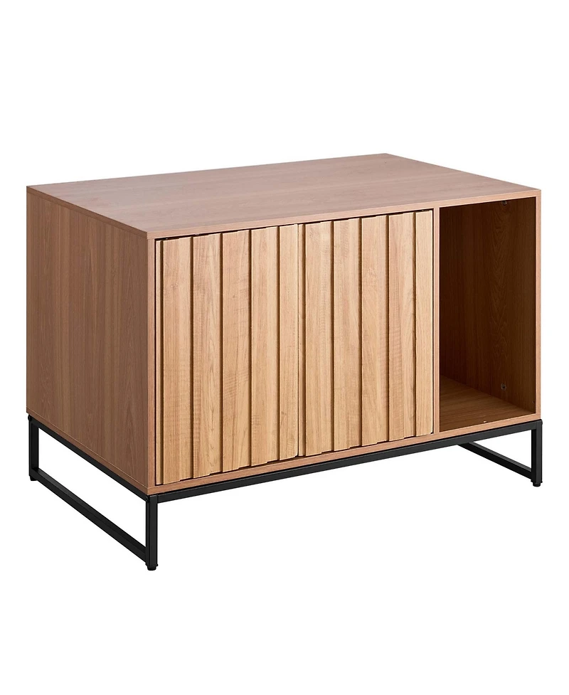 Aostirmotor 31.5" Hidden Cat Litter Box Enclosure Furniture with Scratch Pad and Storage, Waterproof End Table, Fits Most Litter Boxes