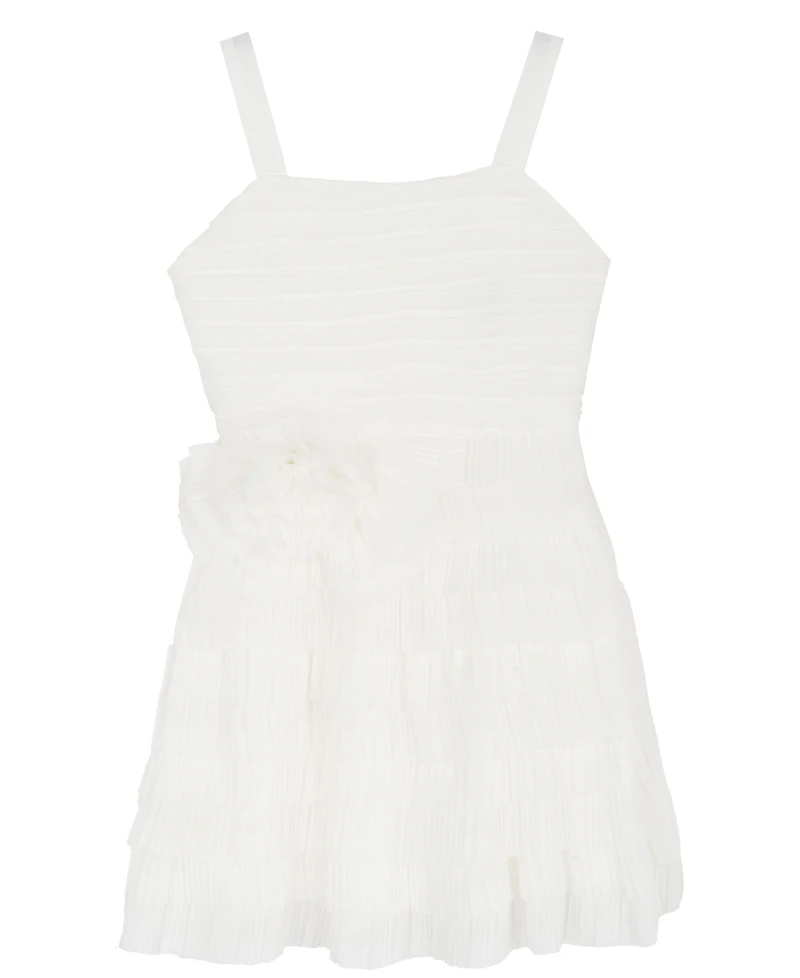 Rare Editions Girls' 7-16 Micro Pleated Chiffon Tiered Short Dress