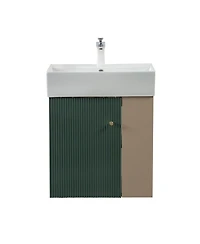 Sillysis Bathroom Vanity with Sink, Modern Wood Cabinet, Soft Close Door and Open Storage, Small Space Organizer