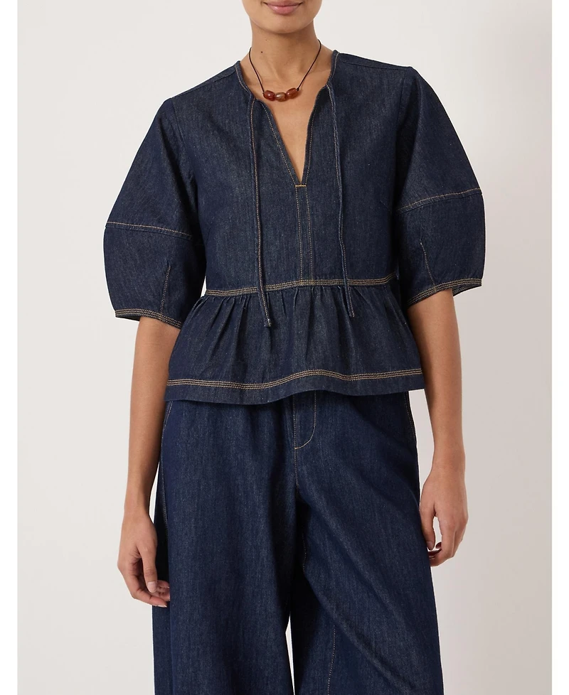 Hush Women's Betty Barrel Sleeve Denim Top