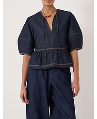 Hush Women's Betty Barrel Sleeve Denim Top