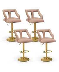 Gymax 4 Pcs Adjustable Swivel Bar Stool w/ Footrest 2-Layer Electroplated Metal Base