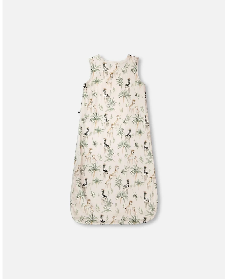 Deux par Baby Boys Cotton Jersey Muslin Sleep Sack Beige Zebra Print - Baby|Toddler