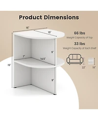 Gymax Half Round Side Table 2-tier Wooden Nightstand with Open Storage Shelves