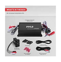Pyle 4-Ch. Waterproof Rated Marine Amplifier Kit with Wireless Bt Control and Rca Input (PLUTVRKBT200X4)