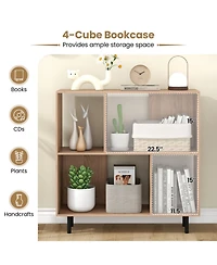 Gouun 4-Compartment Open Shelf Bookcase with Metal Legs