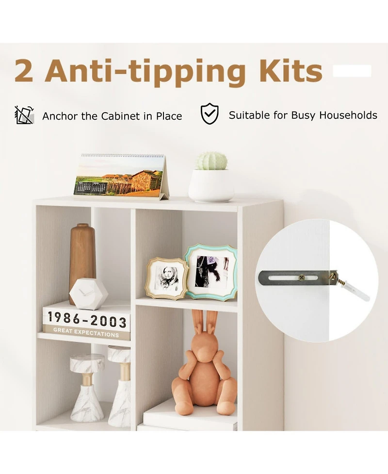 Gouun 71-Inch Tall 10-Cube Bookcase with Drawer