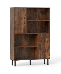 Gouun 47-Inch Storage Cabinet Bookcase with 2 Doors and Open Shelves