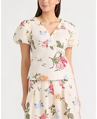 Ellen Tracy Women's Poplin Top with Balloon Sleeve