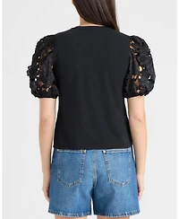 Ellen Tracy Women's Lace Sleeve Top