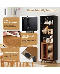 Gouun 70-Inch 5-Tier Bookshelf with Sliding Door Cabinet