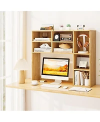 Gouun Desktop Bookshelf with 7 Cubbies and Adjustable Shelves