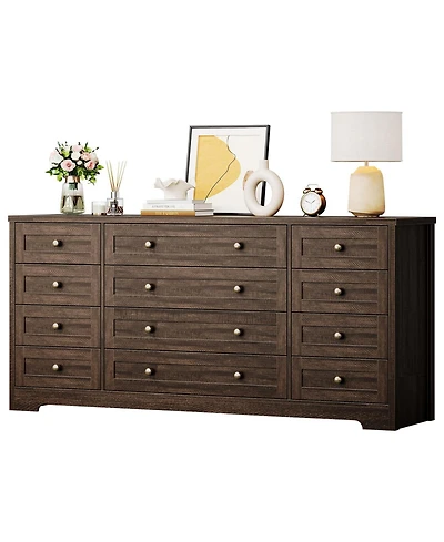 gaomon 12 Drawer Wood Dressers for Bedroom, Wooden Dresser for Living Room, Hallway