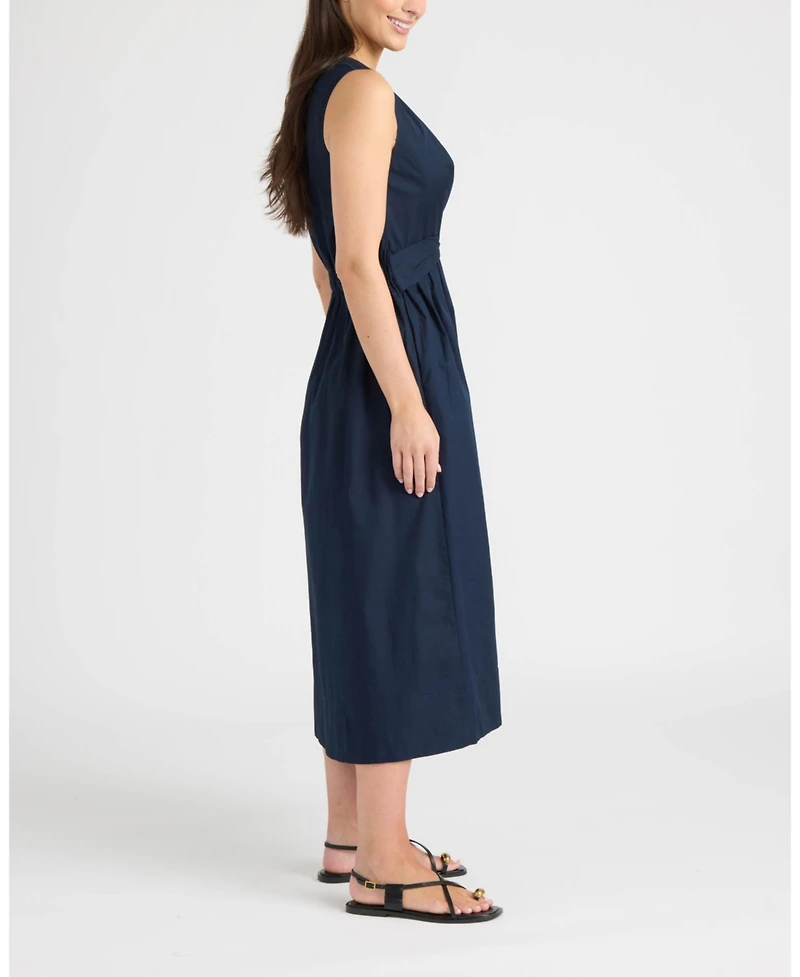 Ellen Tracy Women's Twist Front Sleeveless Midi Dress