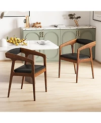 Slickblue Modern Upholstered Armchairs Set of 2 with Padded Seat Cushion