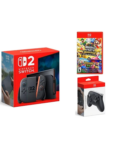 Nintendo Switch 2 with a Pro Controller and Super Mario Party Jamboree
