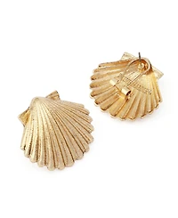 Steve Madden Gold Vintage Luxe Shell Stud Earrings