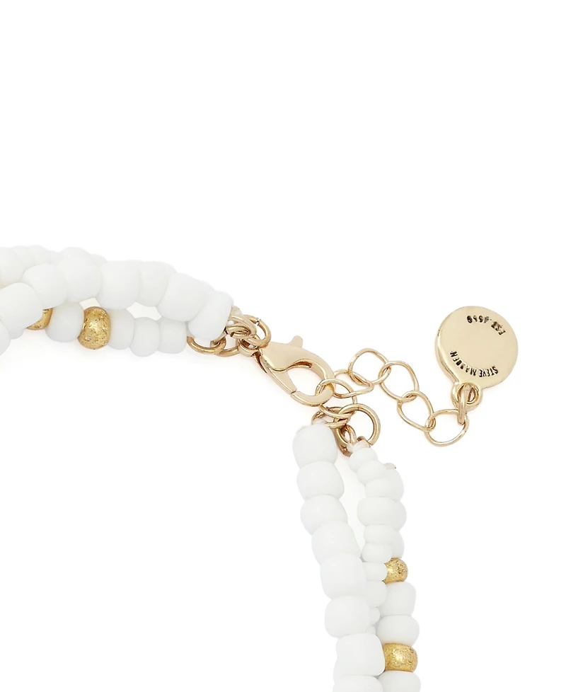 Steve Madden White Vintage Luxe Shell Beaded Layered Bracelet