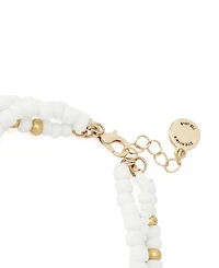 Steve Madden White Vintage Luxe Shell Beaded Layered Bracelet