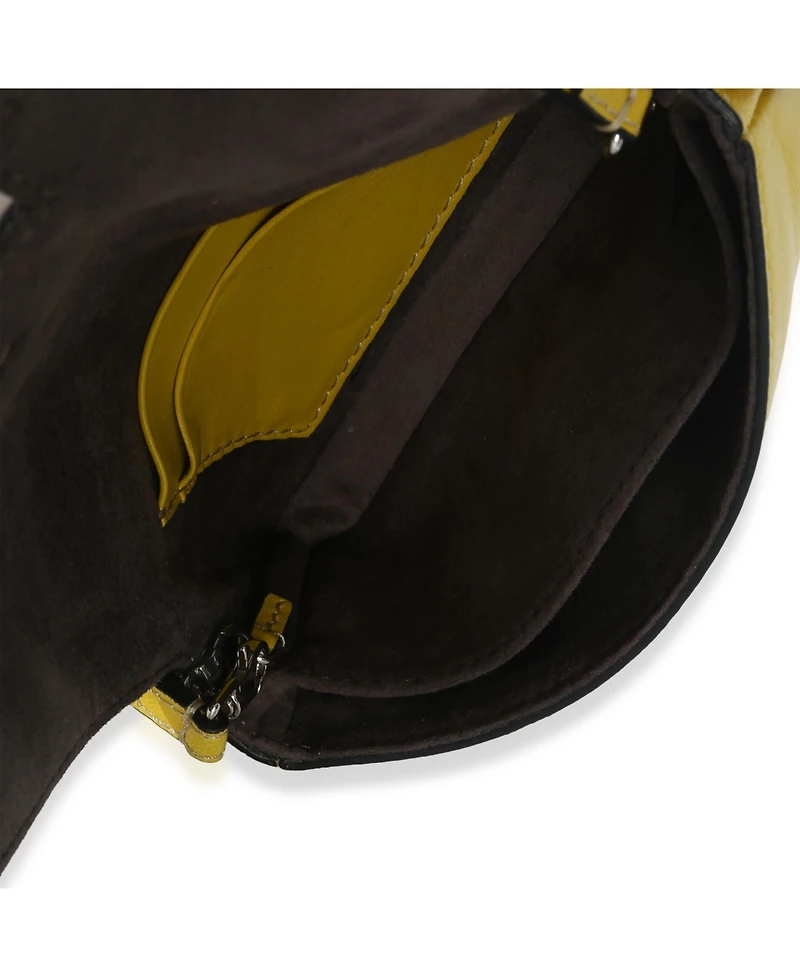 Pre-Owned Fendi Yellow Leather Fox Fur Buggie Micro Baguette