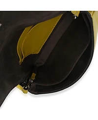 Pre-Owned Fendi Yellow Leather Fox Fur Buggie Micro Baguette