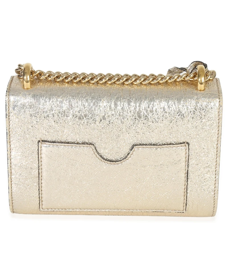 Pre-Owned Gucci Gold Metallic Crinkled Leather Small Padlock Chain Bag