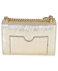 Pre-Owned Gucci Gold Metallic Crinkled Leather Small Padlock Chain Bag