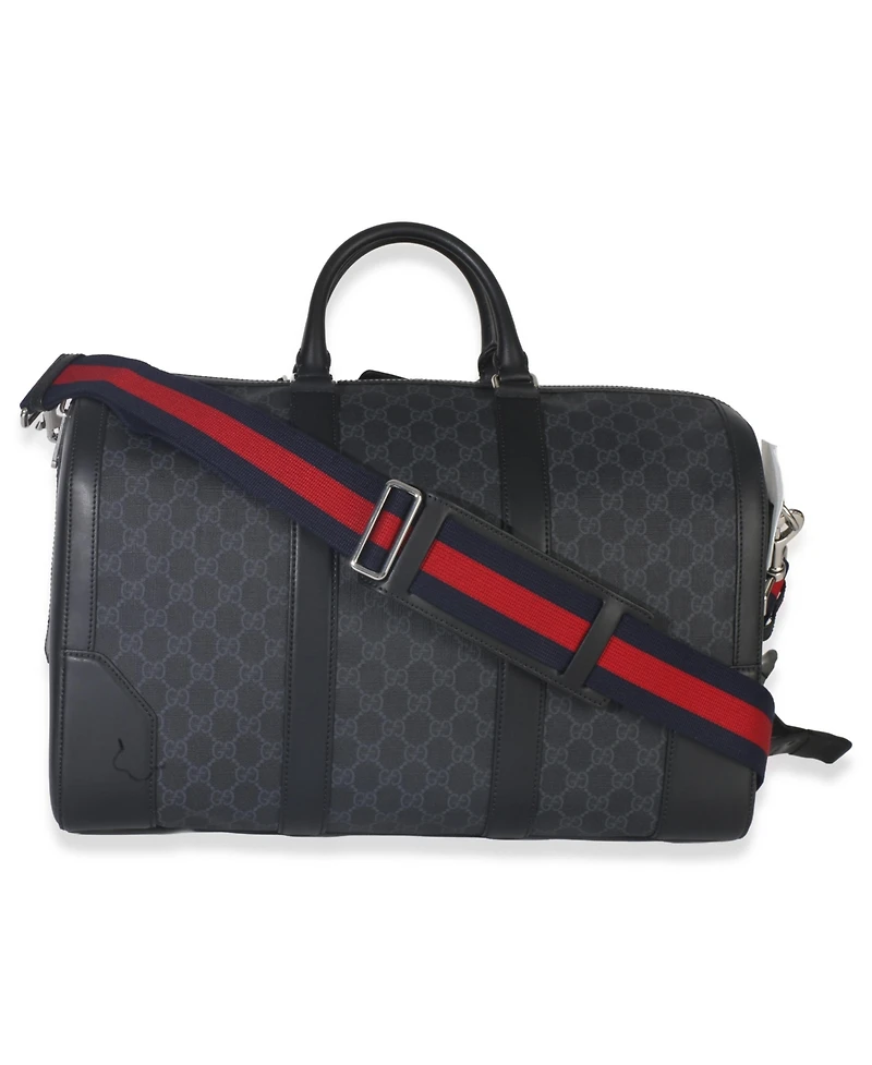 Pre-Owned Gucci Black Gg Supreme Canvas Web Duffle Bag