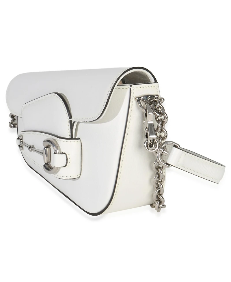 Pre-Owned Gucci White Calfskin Mini Asymmetric Horsebit 1955 Shoulder Bag